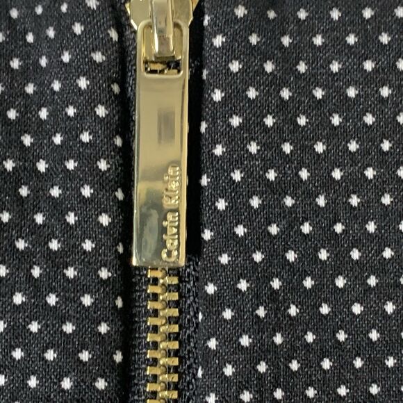 Calvin Klein Midi Dress Polka-Dot Sheath Women's Size 6 Cap Sleeves Black White - Picture 9 of 12